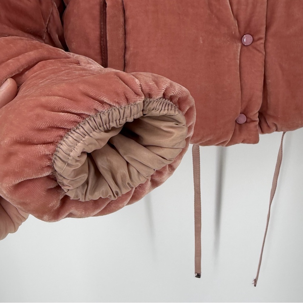 Moncler Crushed Velvet Pink Cervis Puffer Goose Down Jacket Coat - Size 0 XS - Picture 2 of 15